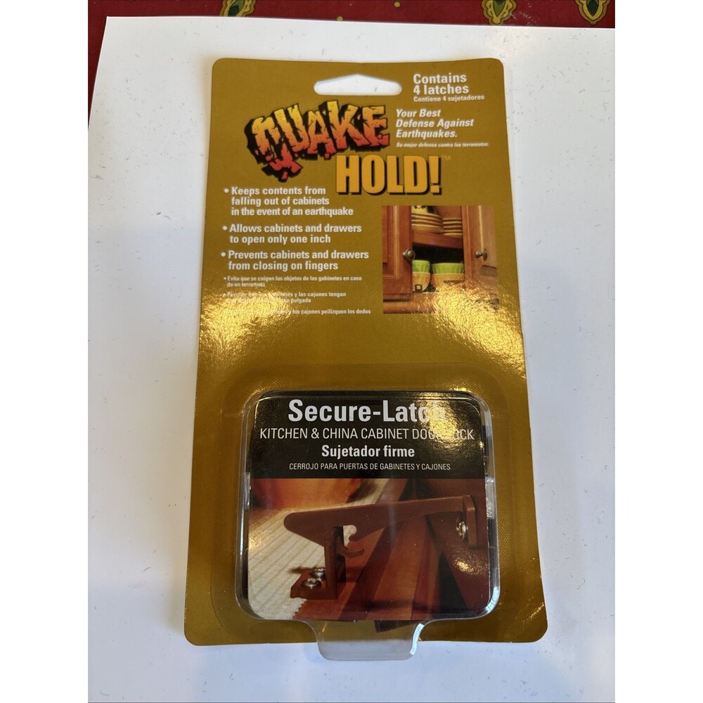 Quakehold! 4250 Secure Latch Kitchen China Cabinet Door Lock Set Of 4 New